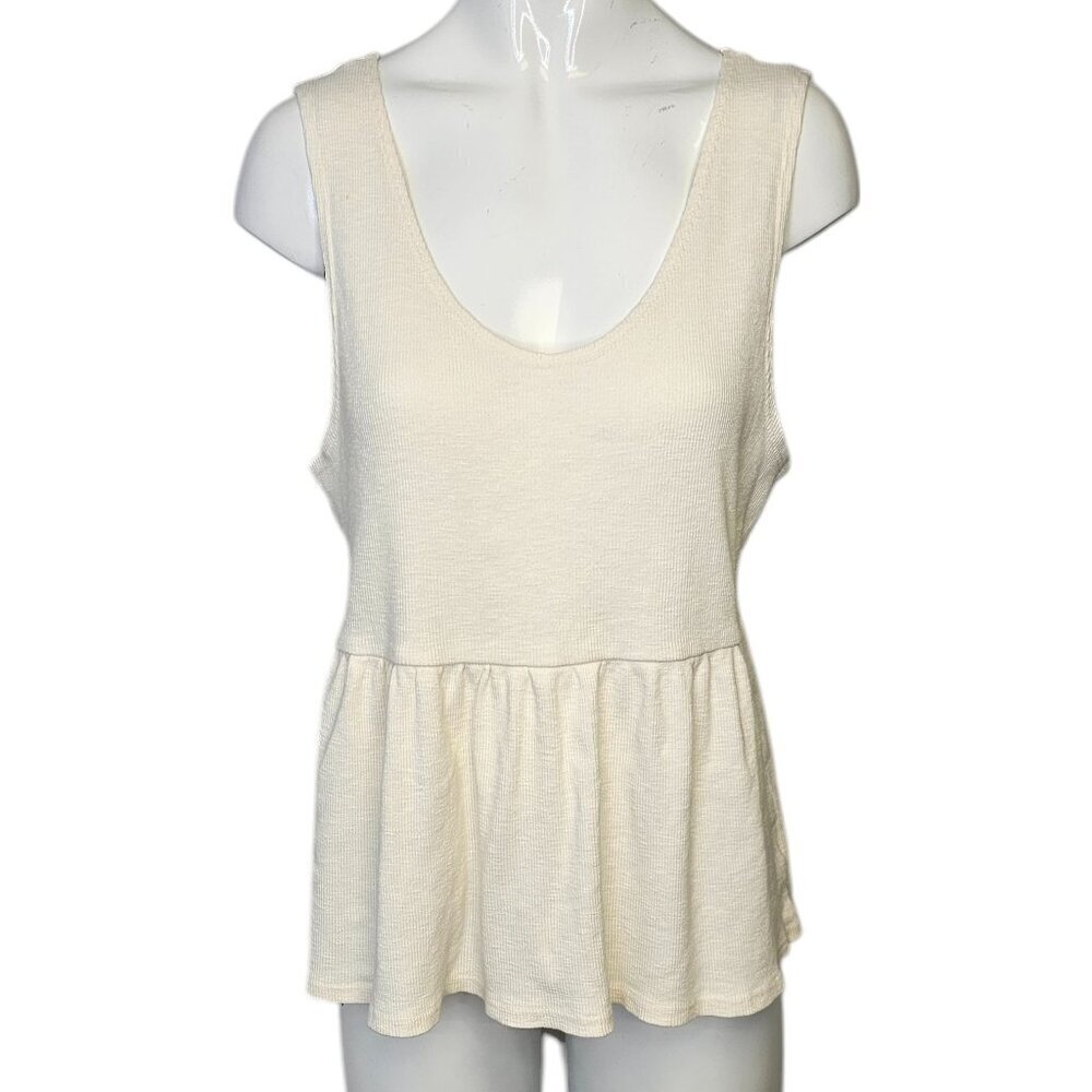 Anthropologie t.la Womens Sleeveless Ribbed Tank Size Large Cream Flowy Basic
